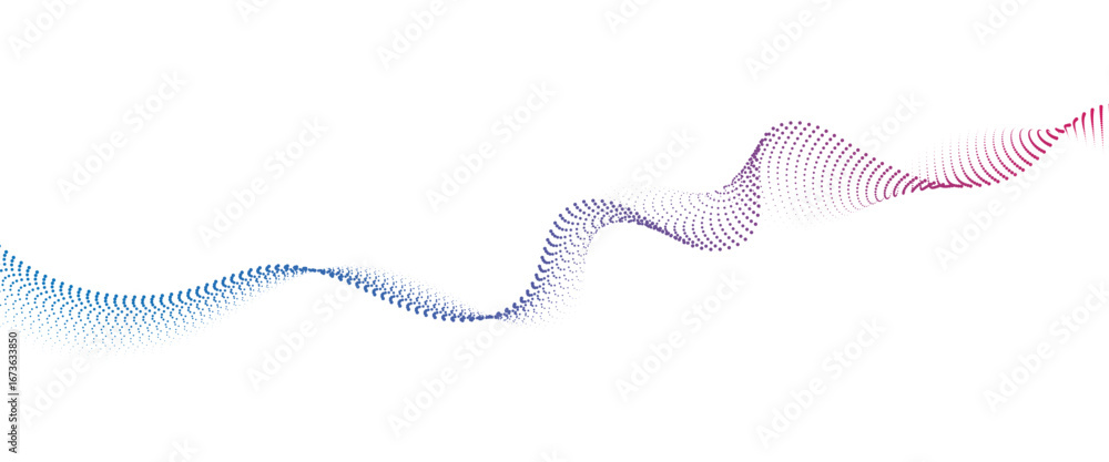 Poster flowing dot wave halftone gradient pattern on transparent background