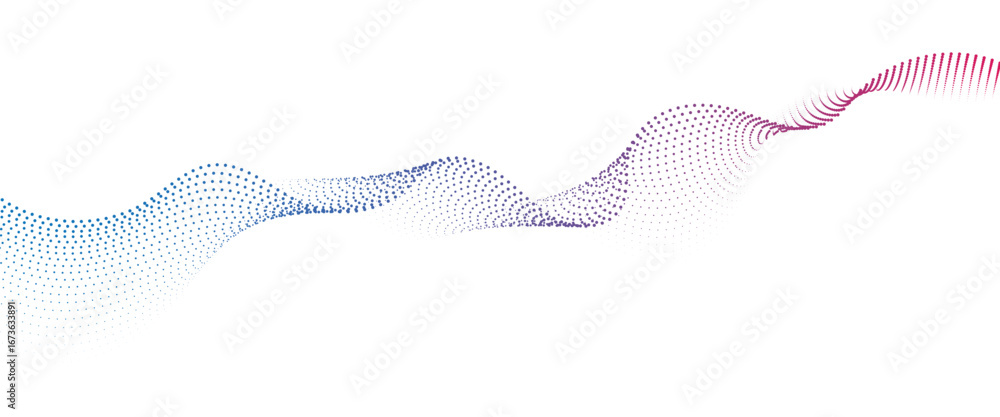 Poster flowing dot wave halftone gradient pattern on transparent background