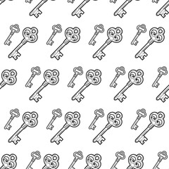 Vector seamless pattern with vintage keys. Vector pattern for fabric, textile, wrappers.