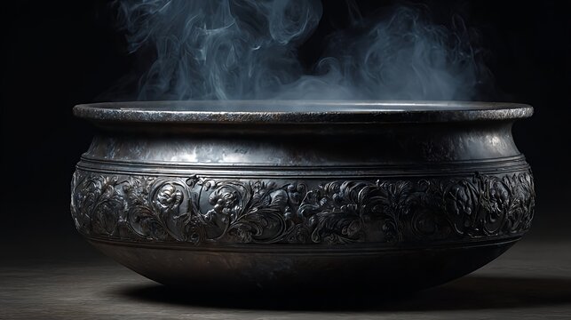 Steaming cauldron halloween decoration witch potion brew smoke and mystery theme - Powered by Adobe