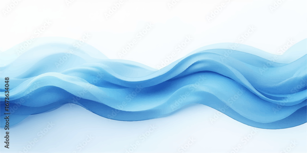 Poster softly flowing abstract blue lines and waves create a liquid and artistic design