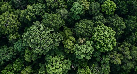 Aerial View of Lush Green Forest Canopy.