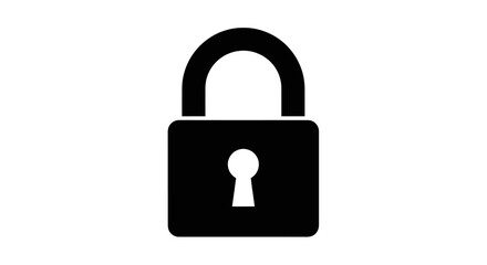 Simple Black Padlock Icon Representing Security and Protection.
