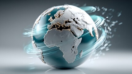 Globalization concept world map with data streams around earth illustration