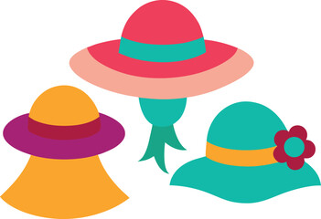 Set of female summer hats vector illustration