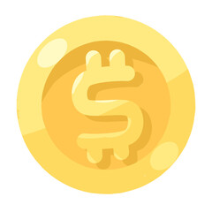 Cute Cartoon Illustration of a Gold Dollar Coin