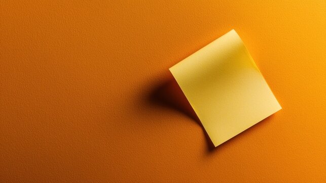 Bright yellow background with empty sticky note for brainstorming, organizing ideas, or note-taking