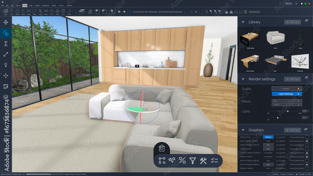 Aufkleber interior designer using advanced 3d modeling software on a computer to create a modern living room a