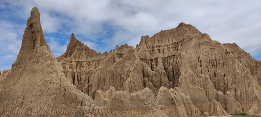 Rugged Hathiya Canyons Sohawa Punjab with Weathered Rock Faces and Blue Sky in Remote Natural...