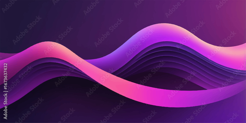 Poster abstract violet waves and flowing curves create a vibrant design with dynamic light and texture, per