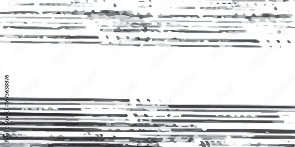 Poster abstract glitch effect with horizontal lines and digital noise, isolated on white background