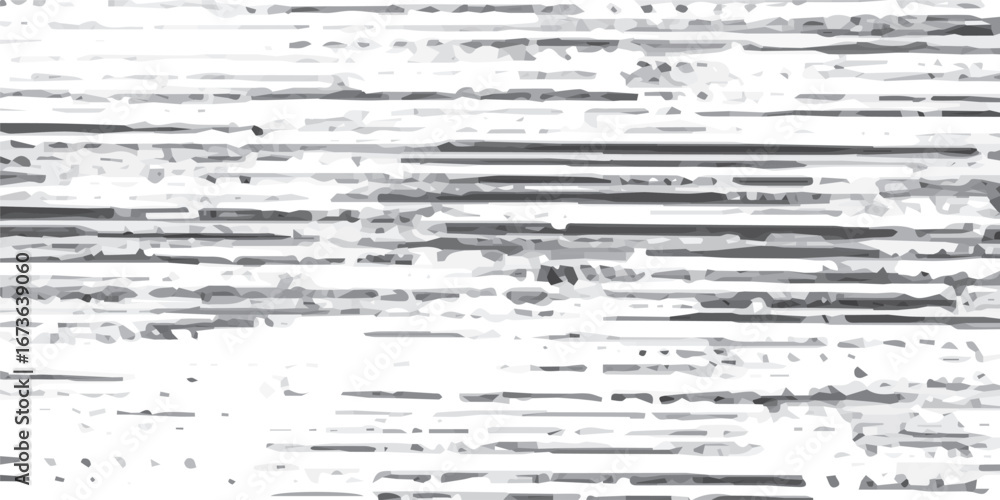 Poster abstract glitch effect with horizontal lines and digital noise, isolated on white background