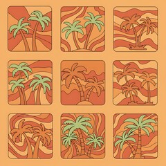 Sunset Palmscape Retro