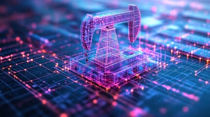 Digital oil rig on tech circuit board