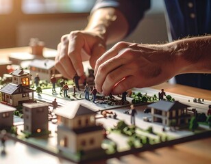 Man Planning Miniature City Model