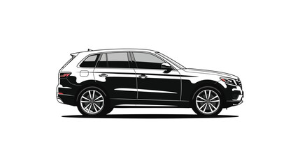 A black suv isolated on white background, showcasing a modern design of a sport utility vehicle for urban and offroad driving