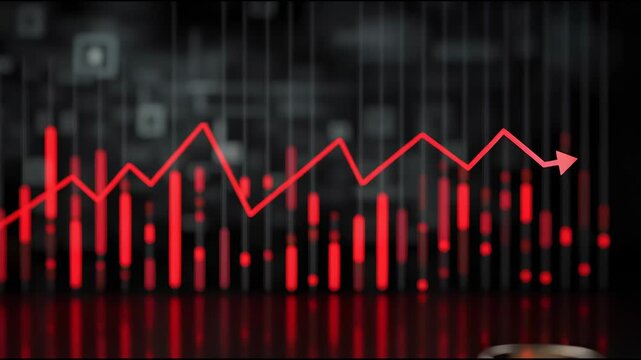 Inflation visualization with rising price icons and economic downturn chart.