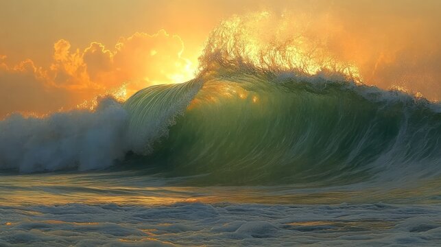 Epic sunrise wave, vibrant colors