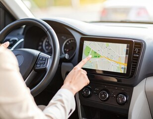 Person Using Car Navigation System