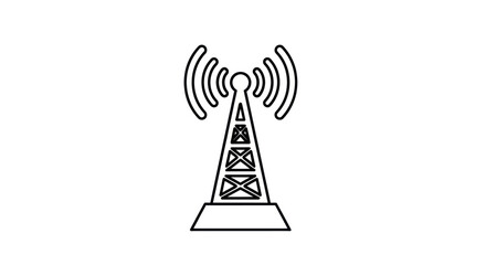 Simple Black and White Outline of a Communication Tower.