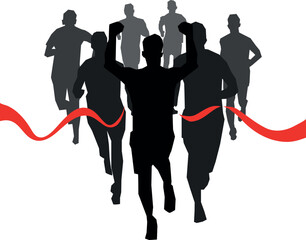 The runner crossed the finish line.eps