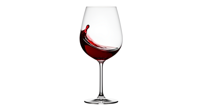 Red wine swirling in wine glass isolated PNG with Transparent Background