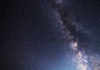 Beautiful bright Milky Way galaxy on the sttary sky.  Night sky astronomical background. 