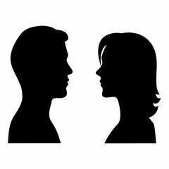 Black and White Profile Silhouettes of Man and Woman