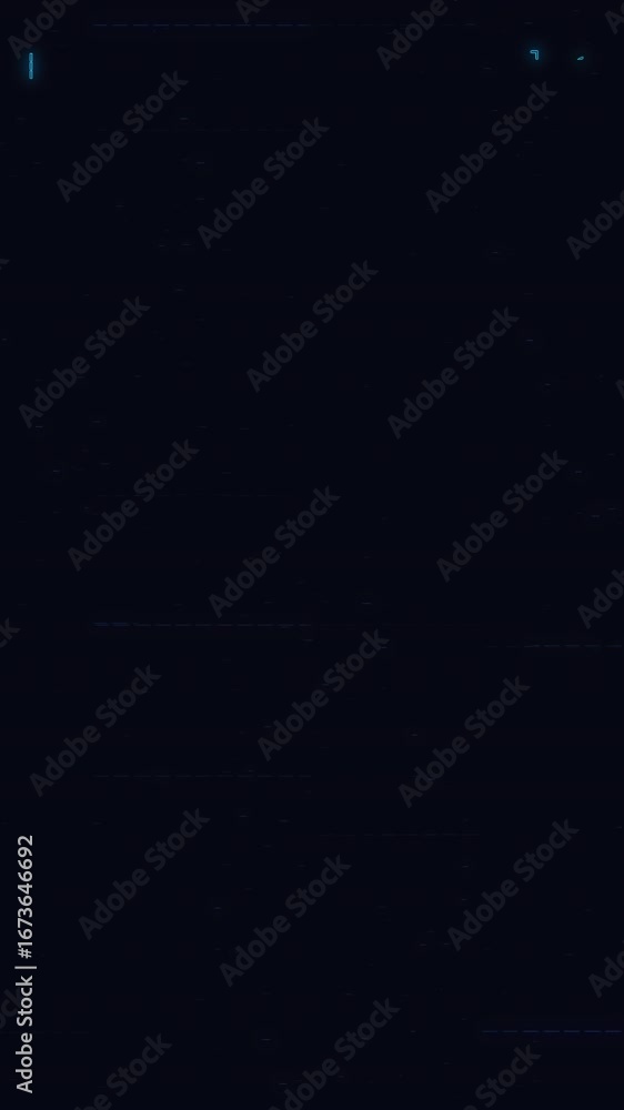 Poster vertical digital screen glitch with flickering blue noise and corrupted data stream animation