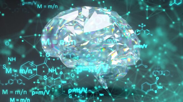 Brain with formulas concept. Computer generated 3d render - Powered by Adobe