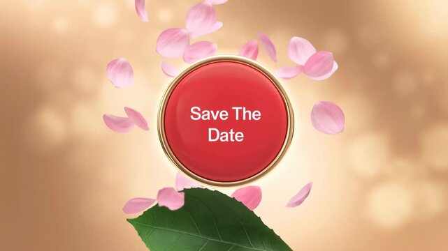 Save the date romantic event announcement with falling rose petals, this is a beautiful wedding invitation for a special celebration, a soft golden background to save the date for marriage ceremony - Powered by Adobe