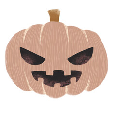 Halloween Pumpkin with Smiling Face Crayon Drawing Vector
