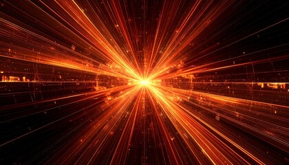 Abstract radiating burst of orange light