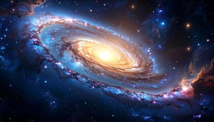 A cosmic-inspired wallpaper with swirling galaxies, radiant stars, and glowing nebula clouds blending into deep space.