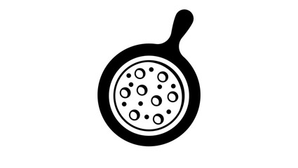 Pizza on Round Tray symbol, black isolated silhouette