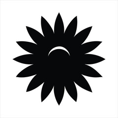 Abstract black flower with a crescent moon shape in the center