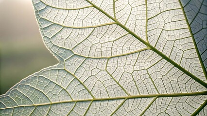 Macro Close-Up of Leaf Veins Showing Natural Texture and Details