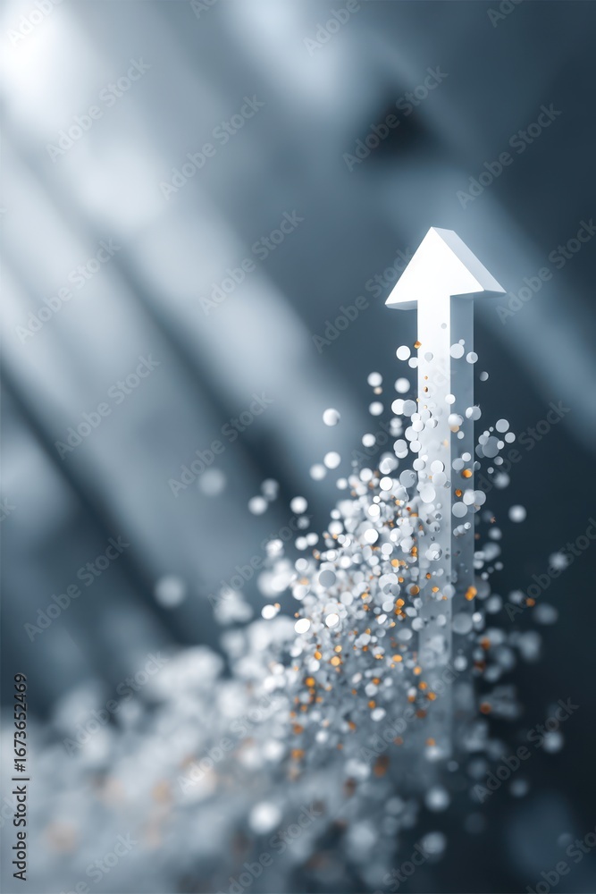 Poster abstract depiction of progress shown as an upward pointing arrow