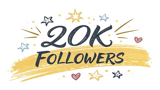 Hand Drawn 20K Followers Celebration – Creative Social Media Milestone