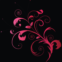 A beautiful red gradient floral pattern with delicate flowers, set against a deep black background.