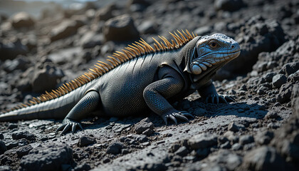 This Iguana Navigates Rugged Landscape