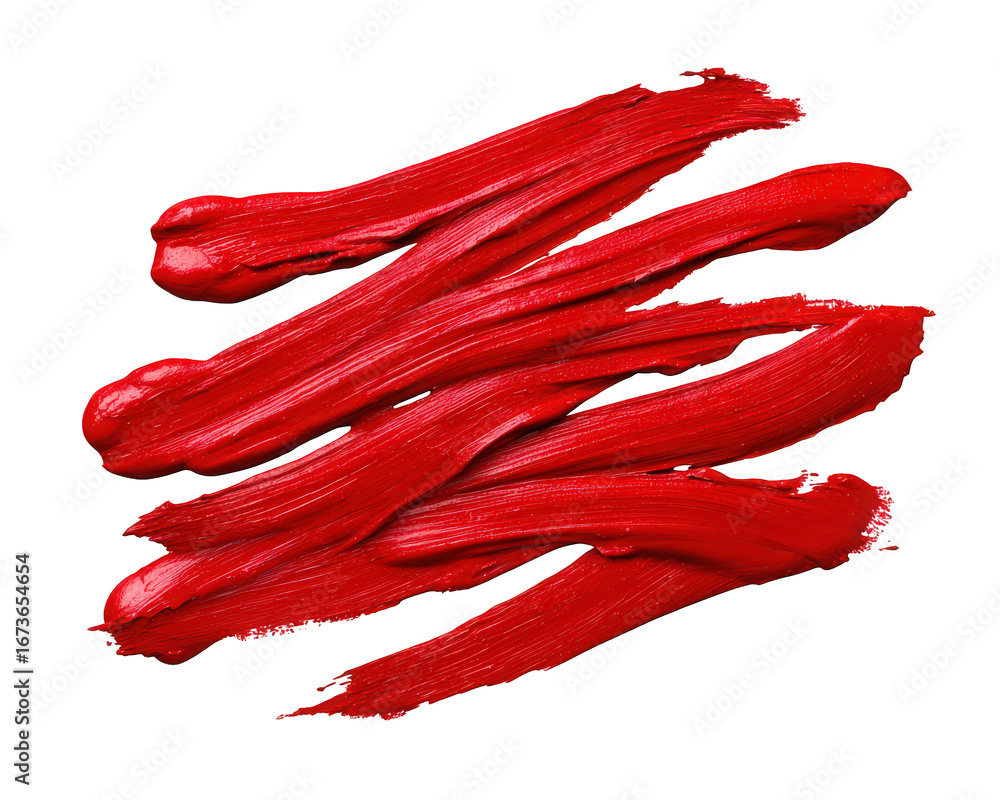 Poster red paint brush strokes texture abstract lines on transparency background vibrant artistic design cr