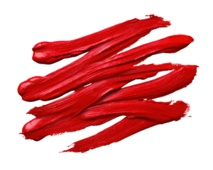 Red paint brush strokes texture abstract lines on transparency background vibrant artistic design creative art concept bold color expressive movement modern style energetic feel