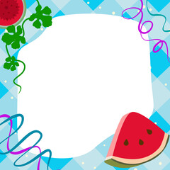 The checkered blue frame with watermelon is suitable for photo frames
