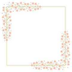 Peach And Yellow Square Floral Border Frame With Cherry Blossoms