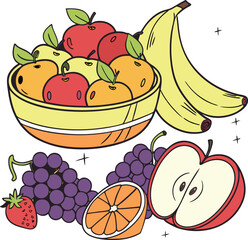 colorful fruits vector illustration