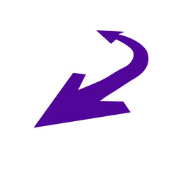 purple double side curved arrow icon on white background