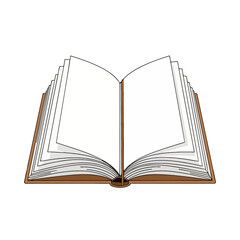 Open Book Illustration with Brown Cover and Pages