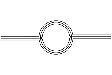 Abstract minimalist graphic design featuring a symmetrical oval loop with parallel lines extending horizontally on a clean white background