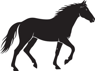 Silhouette of a horse in motion running galloping